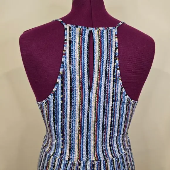 Women's BCBGeneration Blue Striped V-Neck Midi Length Hi Low Dress | Size Medium - Picture 9 of 12